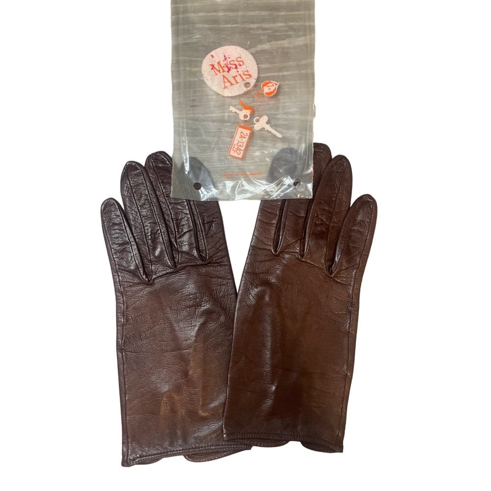 Vintage 80s 90s Aris Ladies Brown Leather Gloves